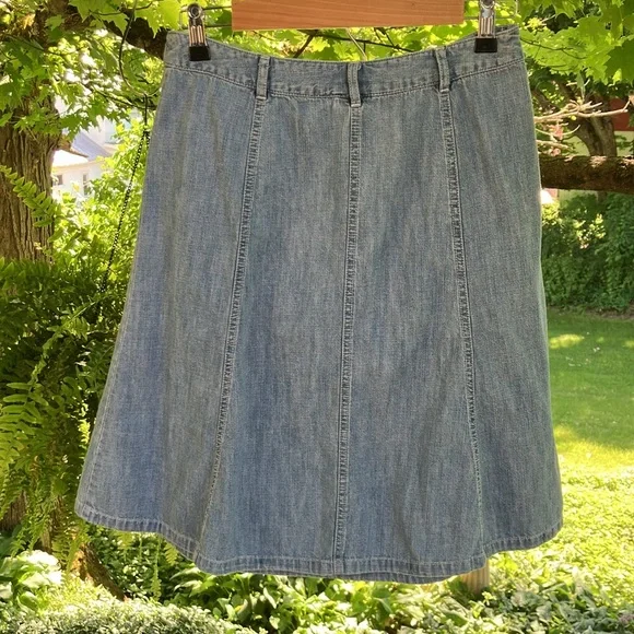 LL Bean Midi Jean Skirt Womens Size 10 Blue Denim Classic 100% Cotton EUC - Picture 5 of 7